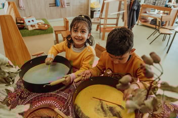 Two children learning in a kindergarten