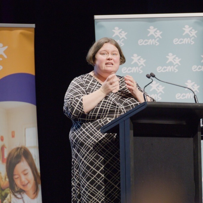 Dr Katherine Bussey speaking at a forum