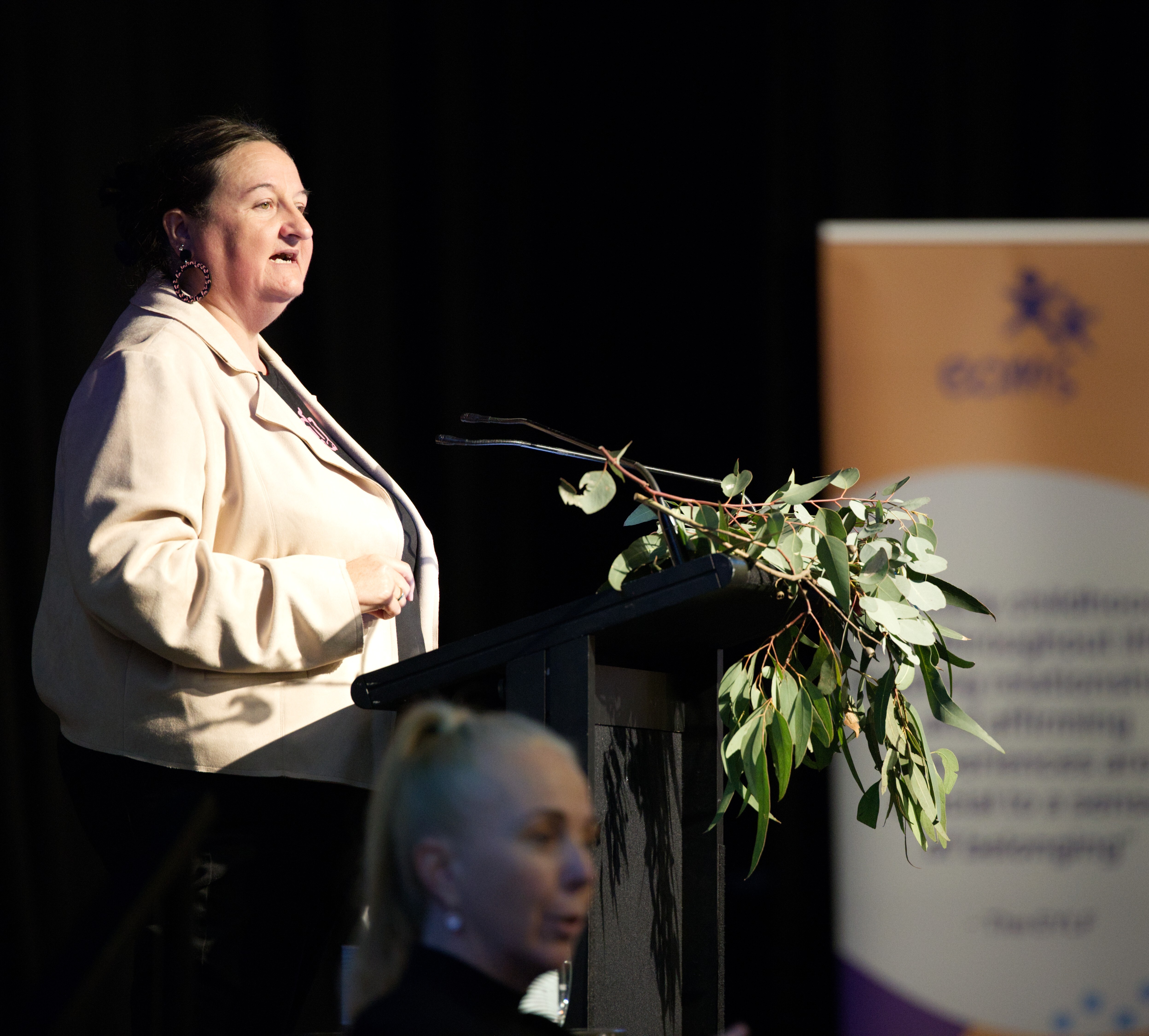 Kim Kinnear speaking at the event