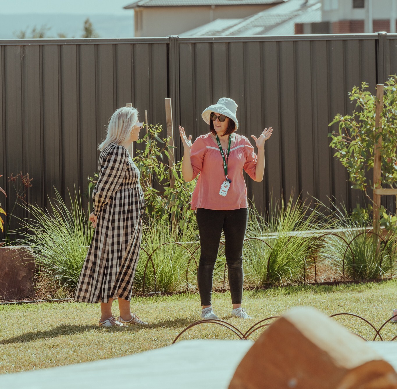 Two educators talking at a kindergarten